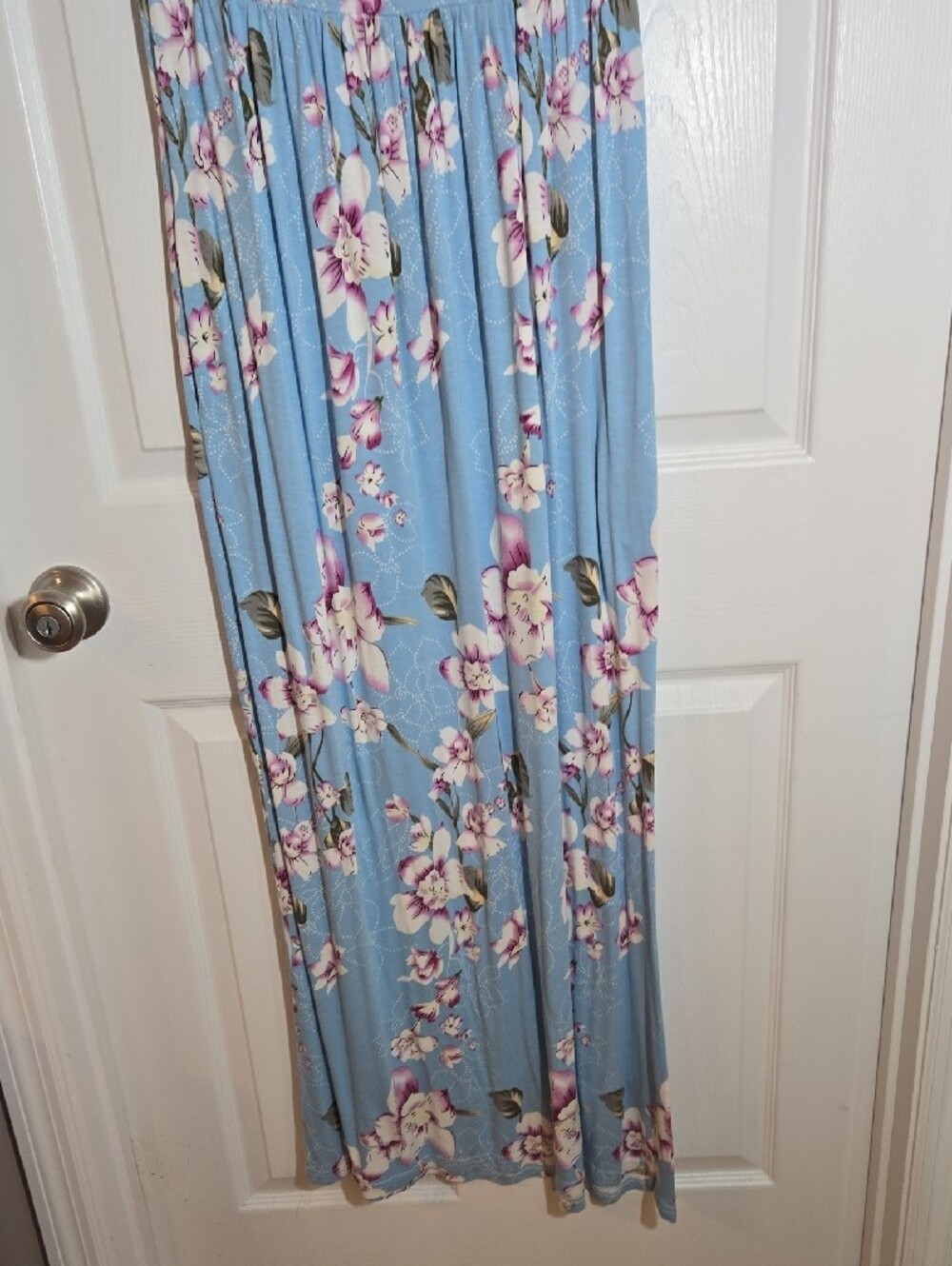 Viishow Light Blue Floral Maxi Dress with Short Sleeves Size Large - Picture 4 of 9